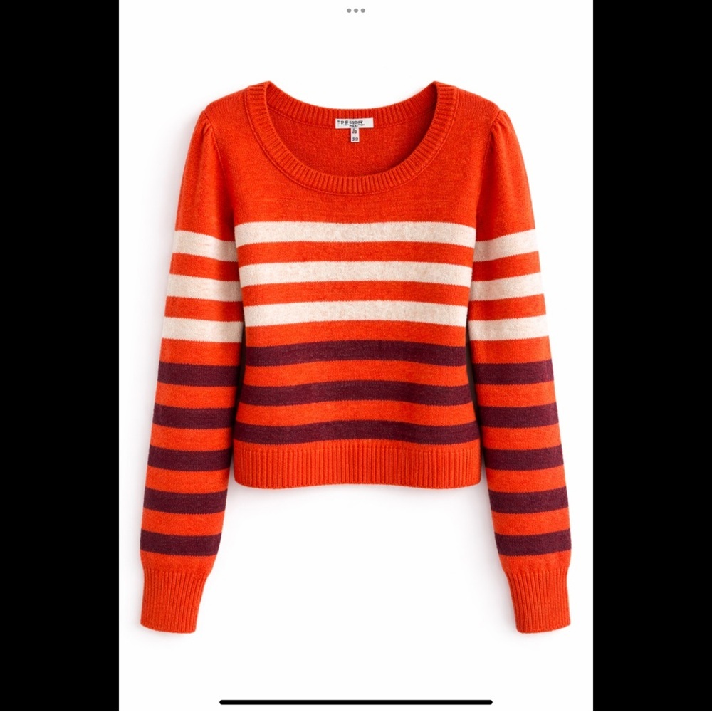 Free People Stripe Alpaca Blend Sweater S Petite Orange Boho